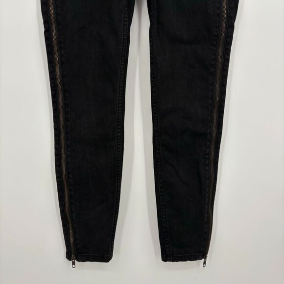 Free People Levon Skinny Jeans with Zipper Sides in Washed Black, Size 26, Punk - Picture 6 of 9